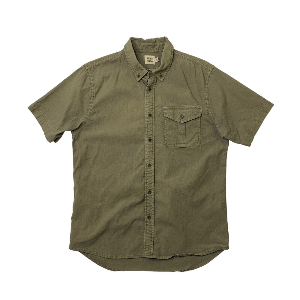 Flint and Tinder Shirt Mens M Medium Stretch Utility Short Sleeve Button Up Camp